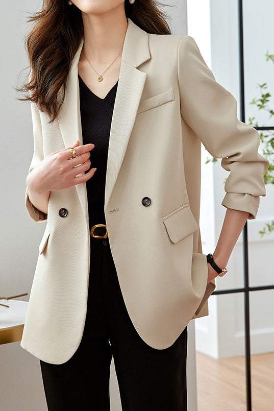 Tailored jacket with back slit button decoration, lining, 3 colors inc