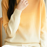 Round-neck gradient knitted sweater.