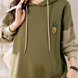 Spliced hooded sweatshirt.