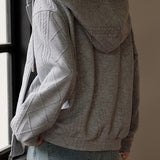 Texture-knit hooded coat