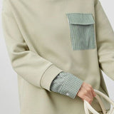 Simple lapel striped sweatshirt