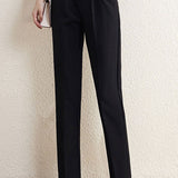 Straight tube pants, high-waisted black suit pants