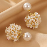 Pearl flower stud earrings