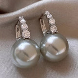 Light luxury copper micro inlaid zircon pearl earrings