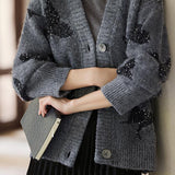 Elegant butterfly sequin knitted cardigan