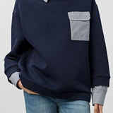 Simple lapel striped sweatshirt