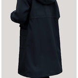 Loose fleece-lined hooded cotton-padded coat.