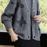 Elegant butterfly sequin knitted cardigan