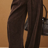 Chenille ribbed wide-leg pants