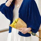 Puff-sleeved loose knitted coat