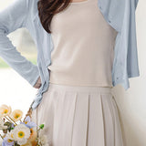 Solid color knitted vest cardigan two-piece set