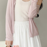 Solid color knitted vest cardigan two-piece set