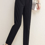 Straight tube pants, high-waisted black suit pants