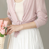 Solid color knitted vest cardigan two-piece set