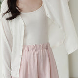 Solid color knitted vest cardigan two-piece set