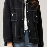 Chanel - style low - round - neck fashionable jacket.