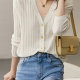 Elegant V-Neck Knit Cardigan