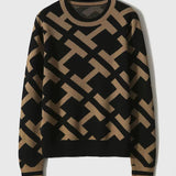 Modern Minimalist Geometric Pattern Knit Sweater