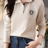 Collegiate Embroidered Collar Long Sleeve Top