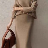 Elegant Solid Color Knitted Set