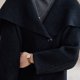 Lapel Collar Melton Knit Drop Shoulder Jacket