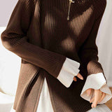 Half-turtleneck Faux Two-piece Sweater