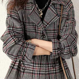 Fashionable Casual Minimalist Plaid Wool Coat