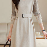 Mid-Length Patchwork Knit Dress