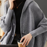 Versatile Knitted Hooded Cardigan Coat