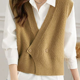 Designer Layered Sweater Vest Cardigan + Pure White Shirt