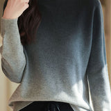 Round-neck gradient knitted sweater.