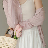 Solid color knitted vest cardigan two-piece set