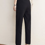 Straight tube pants, high-waisted black suit pants