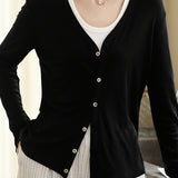 Solid color knitted vest cardigan two-piece set