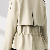 Short Trench Coat with Drawstring Waist