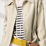 Short Trench Coat with Drawstring Waist