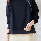 Loose Casual Short-style Oblique Zipper Hoodie