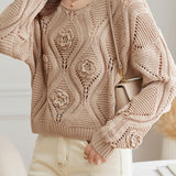 Loose Fit Casual Hollow-Out Knit Sweater