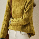 French Lazy Style Color Block Turtleneck Sweater