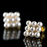 Pearl Bijou Square Motif Earrings