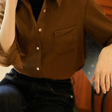 Asymmetrical Simple Design Long Sleeve Shirt - 4 Colors Available