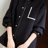 Loose black lapel coat