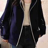 Casual hooded outerwear with contrast color air layer