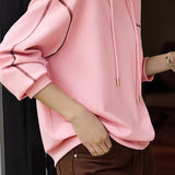 Fashionable Relaxed Fit Contrast Embroidered Hoodie