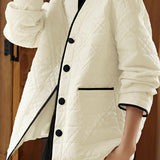 Color-blocked Piped Quilted Minimalist Cotton Jacket