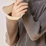 Half-turtleneck Faux Two-piece Sweater