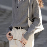 Lapel fake two-piece sweater