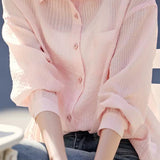 Casual Lightweight Striped Button-Down Shirt