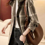 Mid-Length Plaid Wool Overcoat