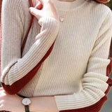 Color-Block Crew Neck Sweater Top